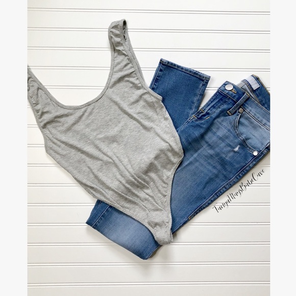 Small NASTY GAL Light Gray Backless Bodysuit - Picture 3 of 6